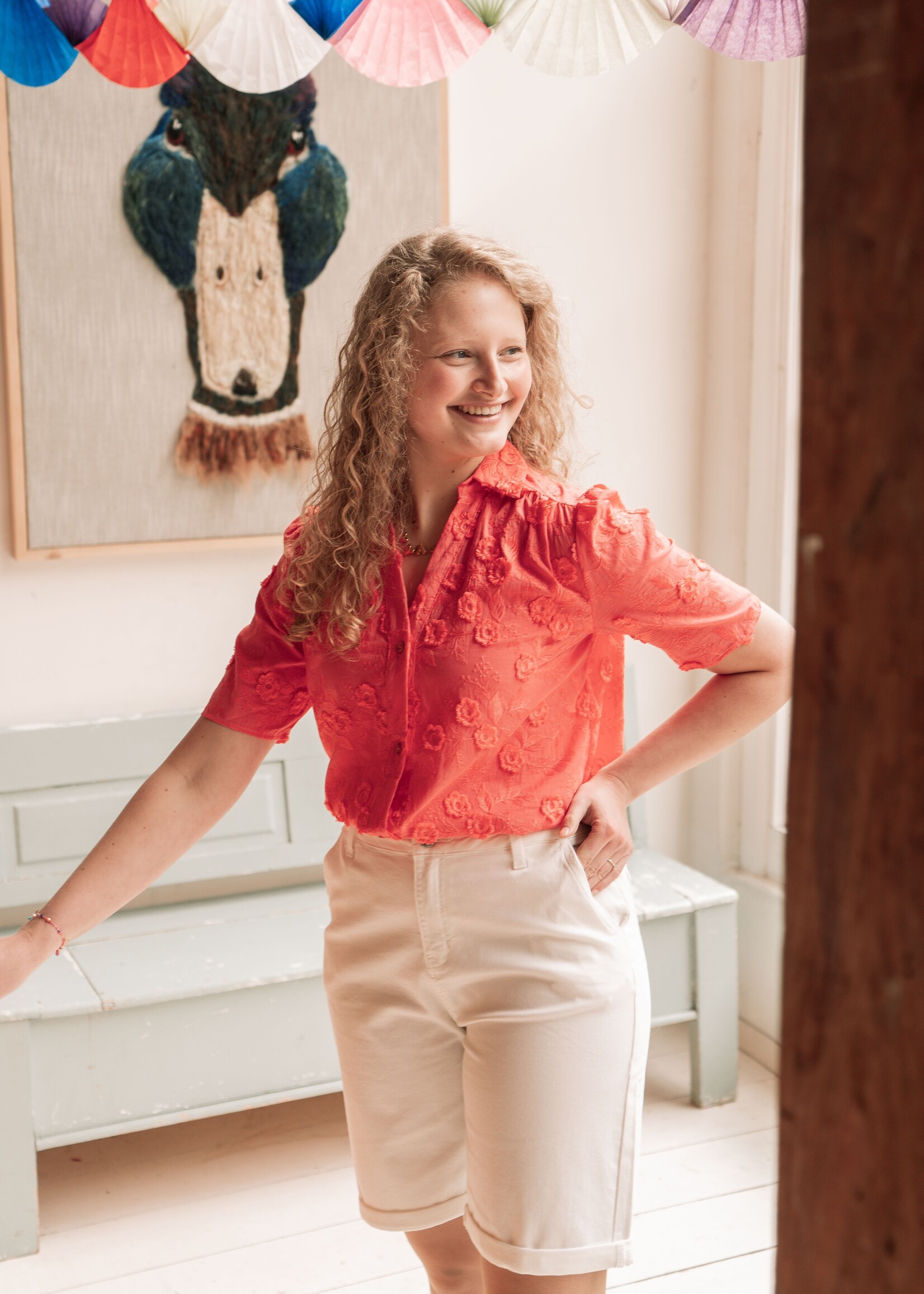 C&S The Label Loveli Blouse Sunkissed Coral Maat XXL