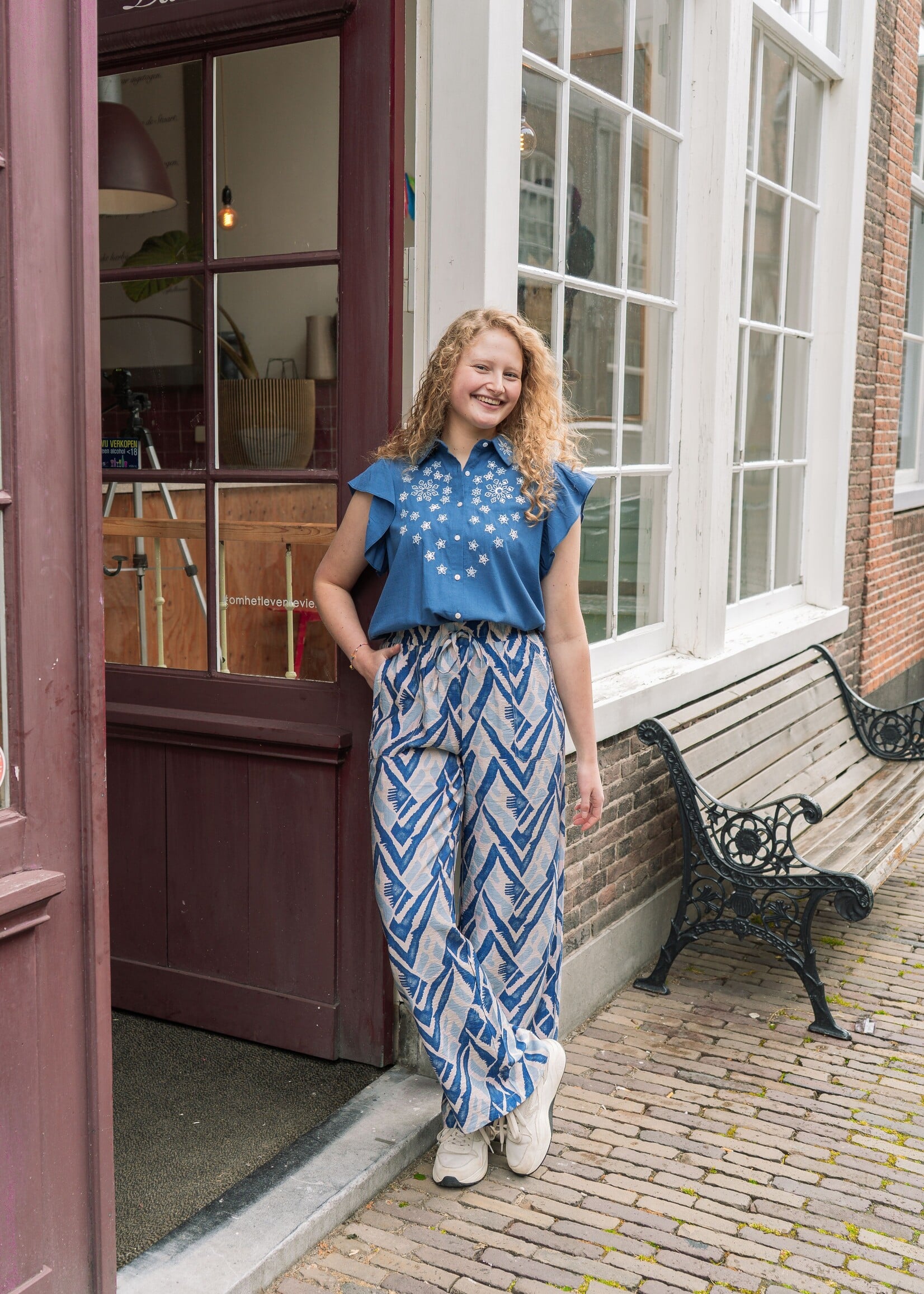 C&S The Label Lurina Blouse Cornflower Blue