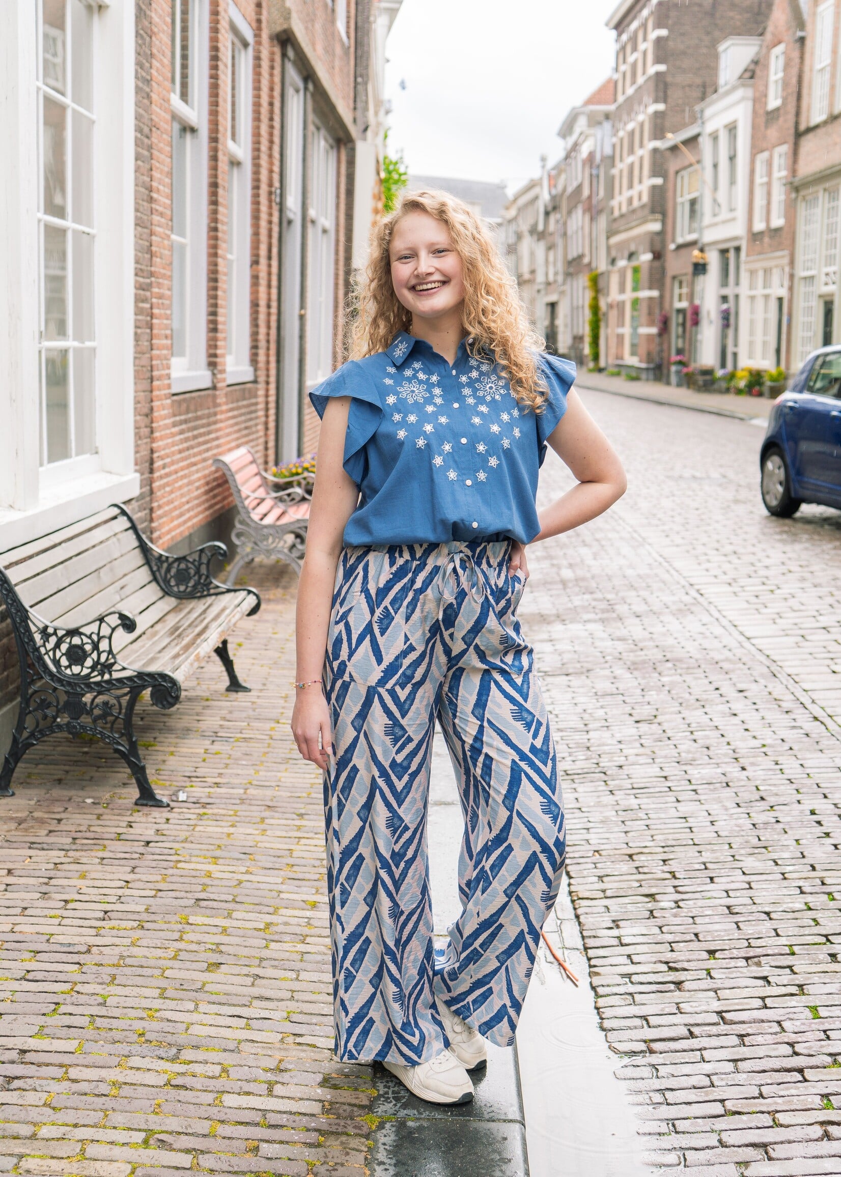 C&S The Label Lurina Blouse Cornflower Blue