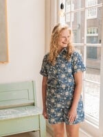 C&S The Label Lania Blouse Cornflower Blue/Offwhite