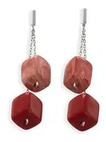 Cubes Oorbellen met 2 mini Cubes in rood en koraal