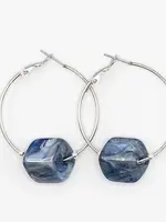 Cubes Hoop oorbellen met verwisselbare Cubes Jeans - Zilver