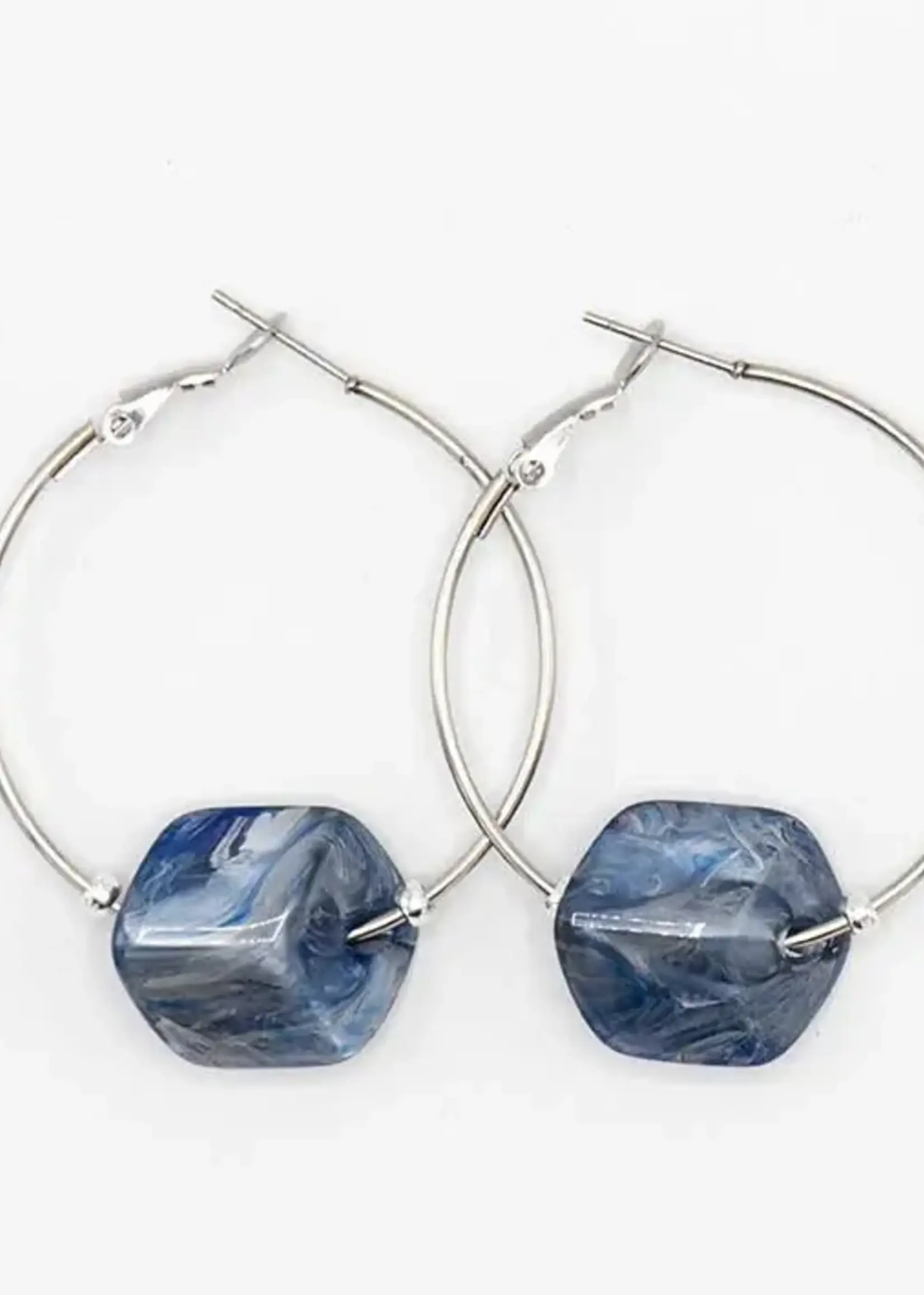 Cubes Hoop oorbellen met verwisselbare Cubes Jeans - Zilver