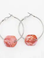 Cubes Hoop oorbellen met verwisselbare Cubes Koraal - Zilver