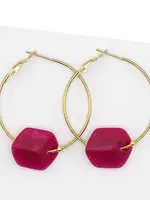 Cubes Hoop oorbellen met verwisselbare Cubes Cerise - Goud