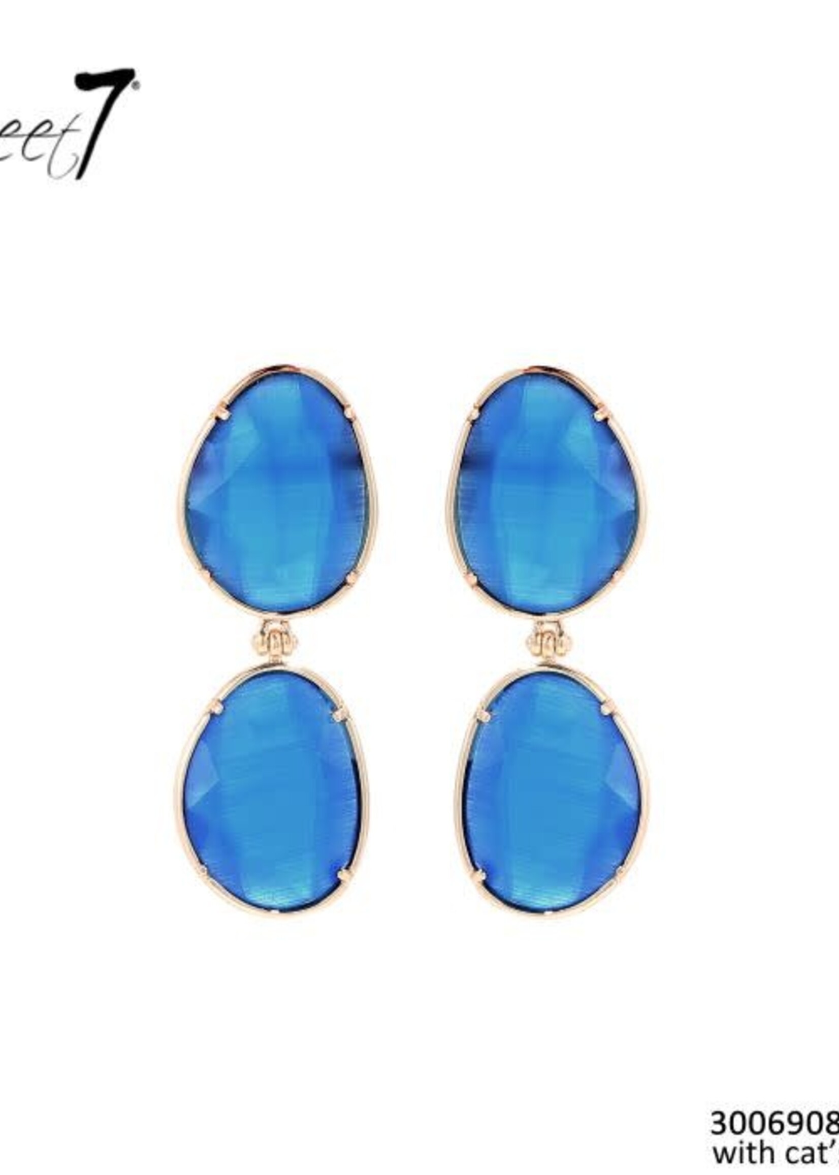 Sweet7 Oorbellen Sweet Cateye Blauw 300690845