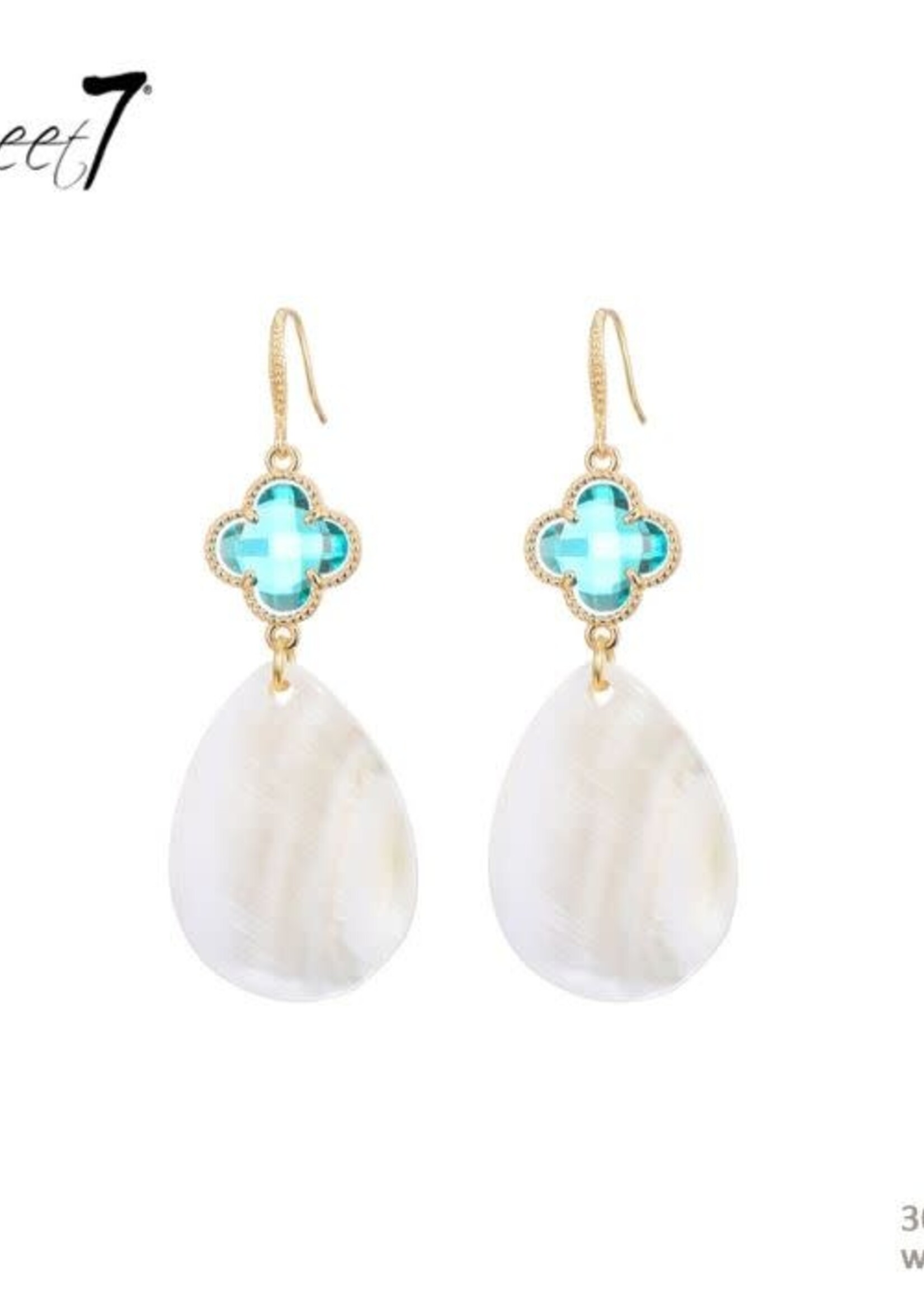 Sweet7 Oorbellen Sweet Blauw met witte schelp 300610507