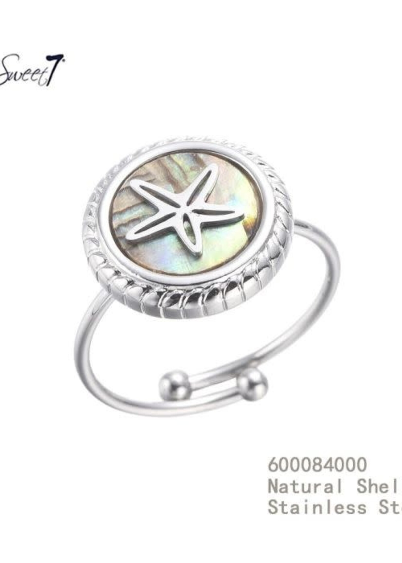 Sweet7 Ring Stainless Steel Zeester met Schelp 600084000