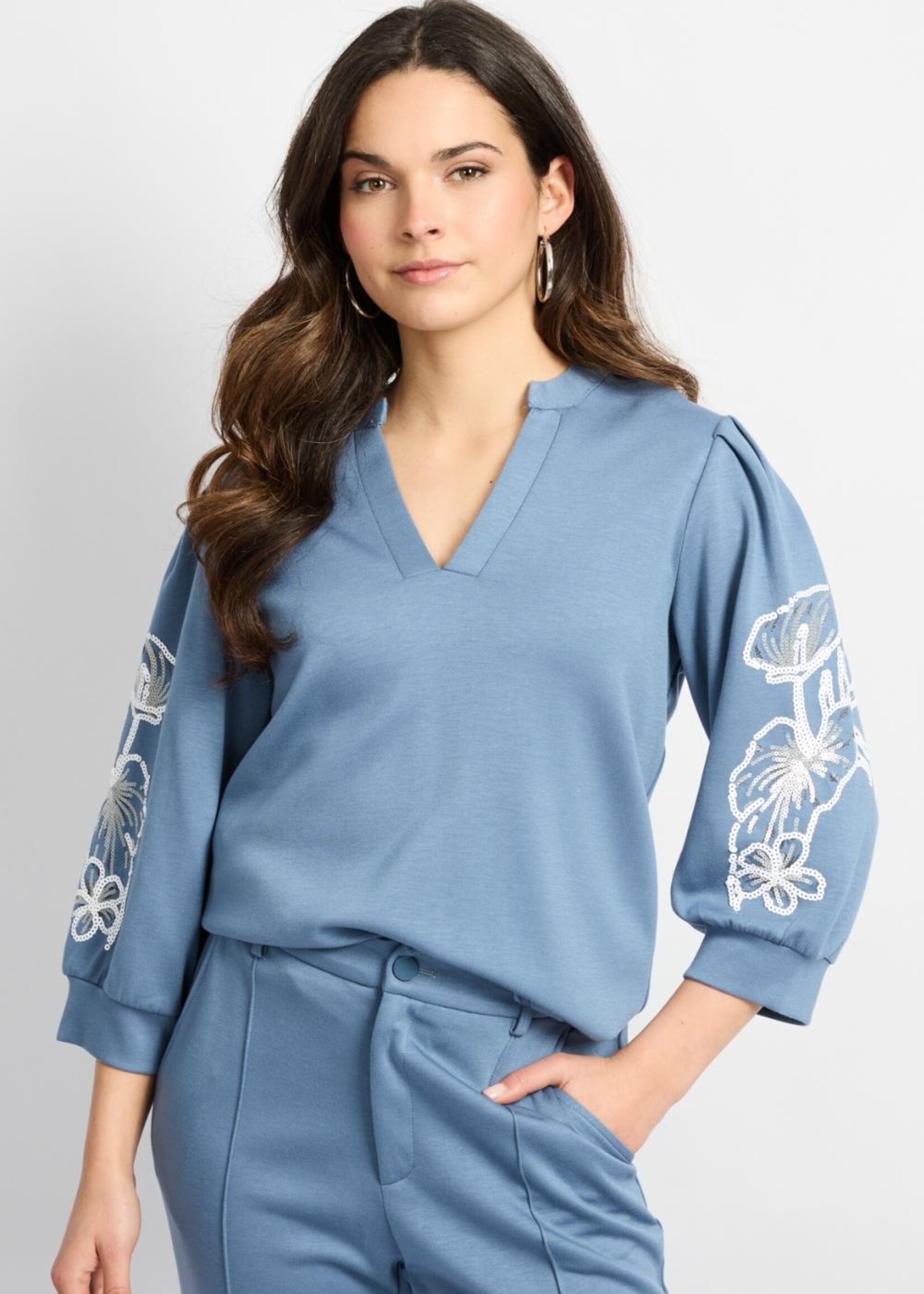 C&S The Label Wiebke Sweater Dusty Blue