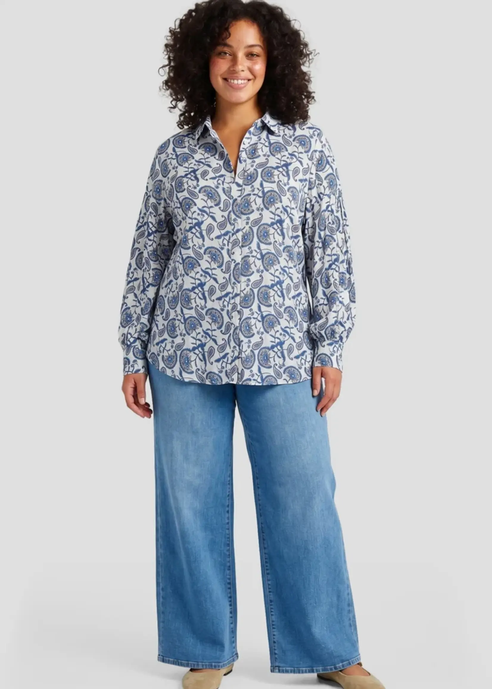 Exxcellent Althea Blouse Sand/King Blue