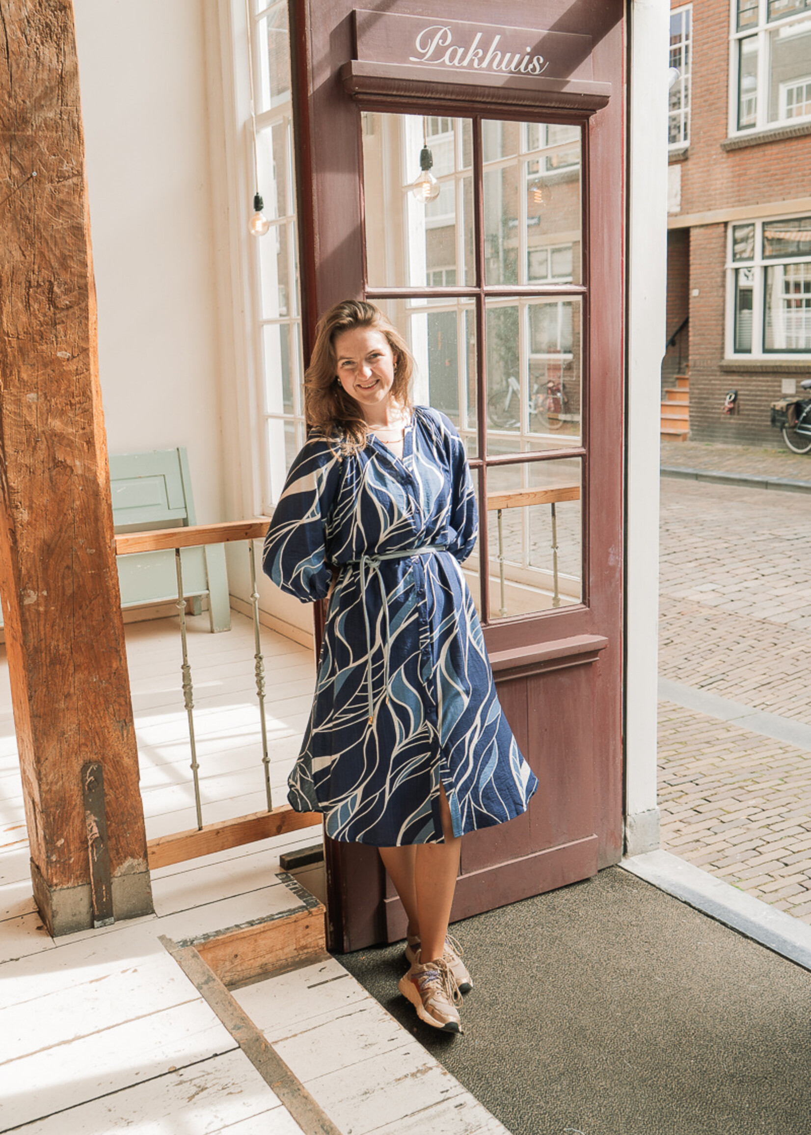 C&S The Label Dacia Dress Dusty Blue/Light Blue