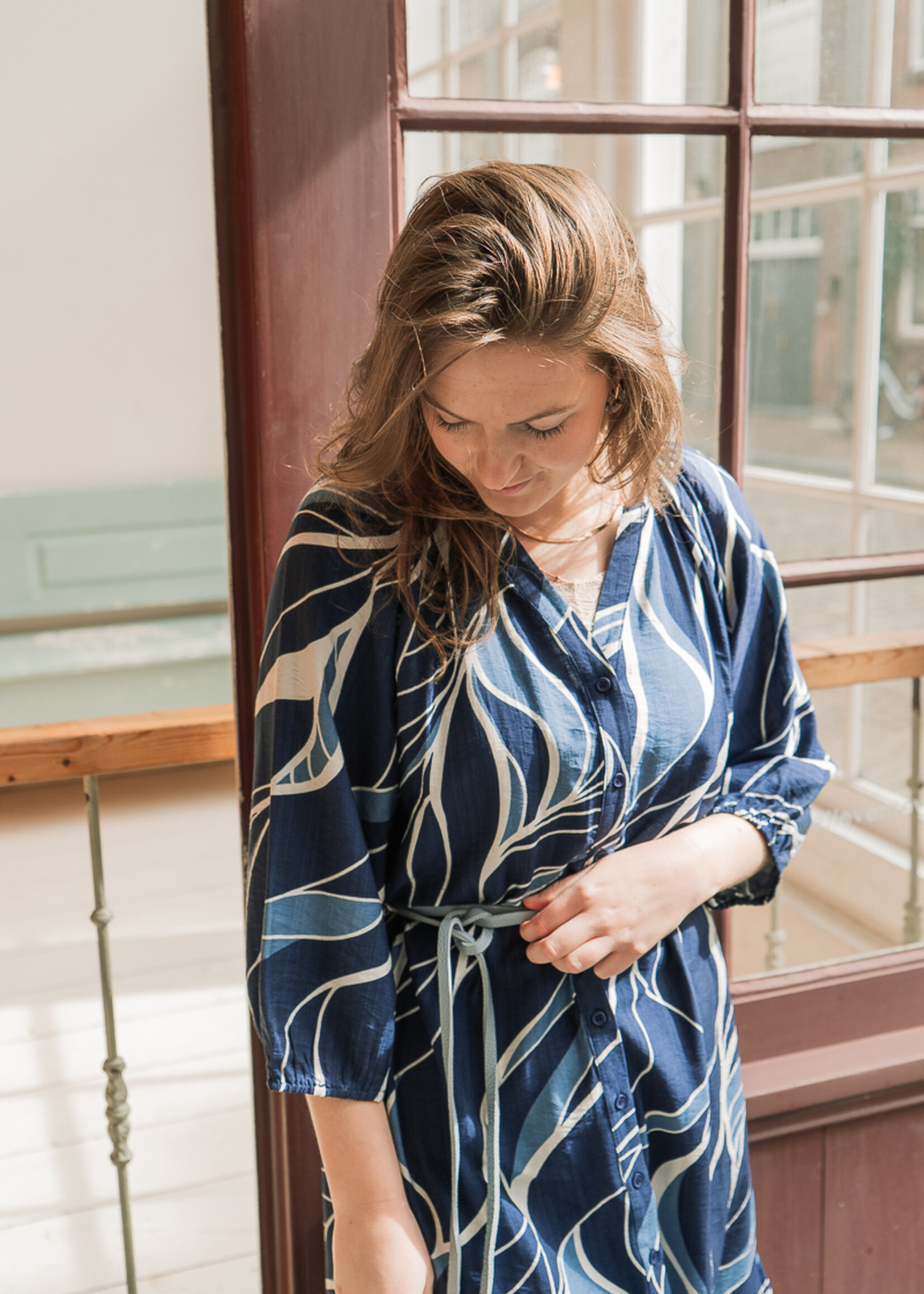 C&S The Label Dacia Dress Dusty Blue/Light Blue