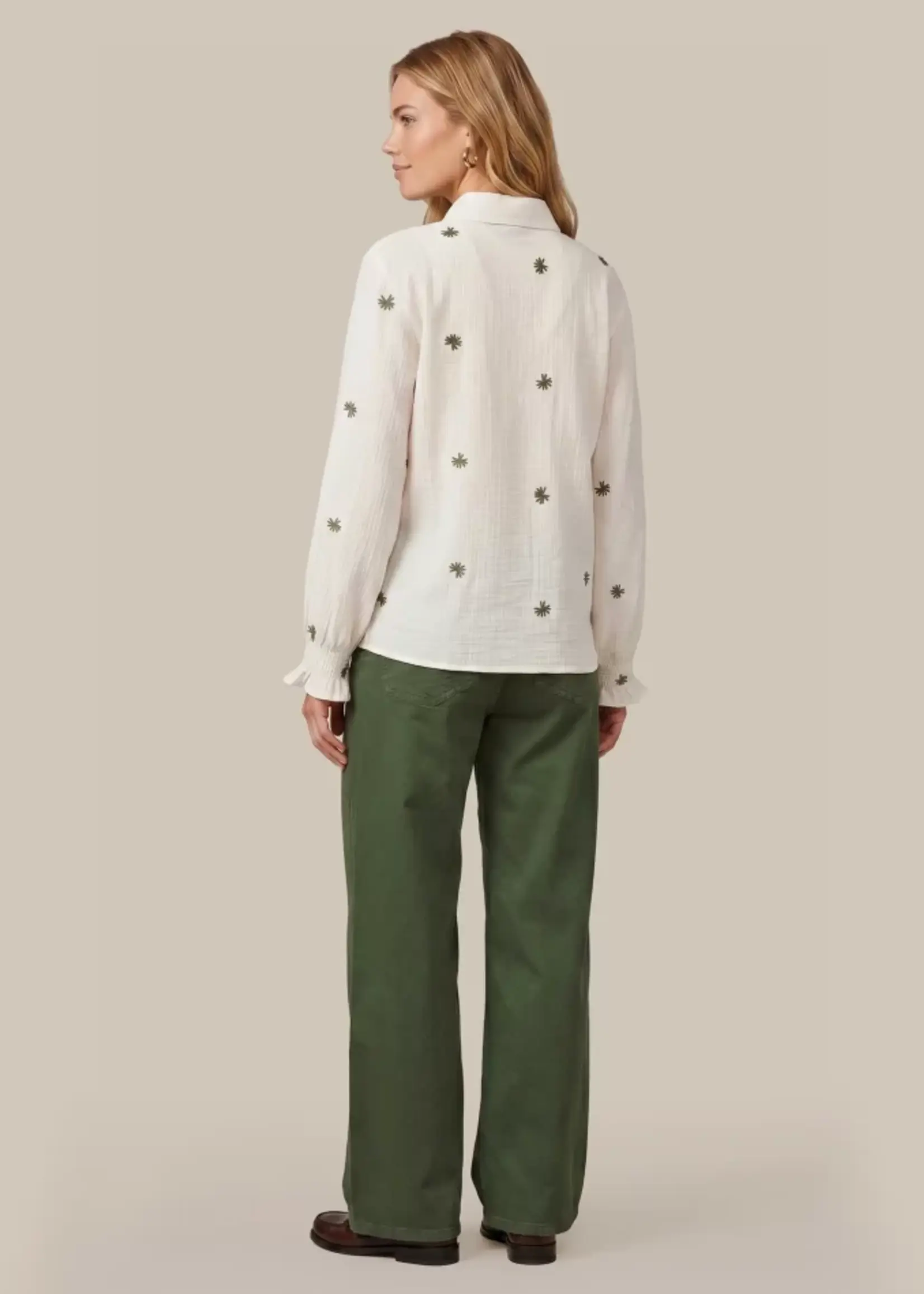 C&S The Label Lancy Blouse Offwhite/Dark Olive