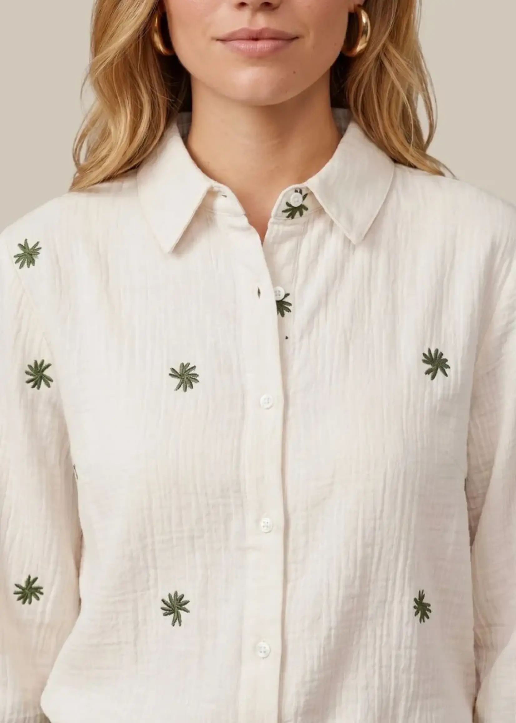 C&S The Label Lancy Blouse Offwhite/Dark Olive
