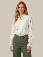 C&S The Label Lancy Blouse Offwhite/Dark Olive