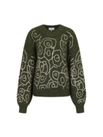 C&S The Label Wings Knit Pullover Dark Olive/Sand