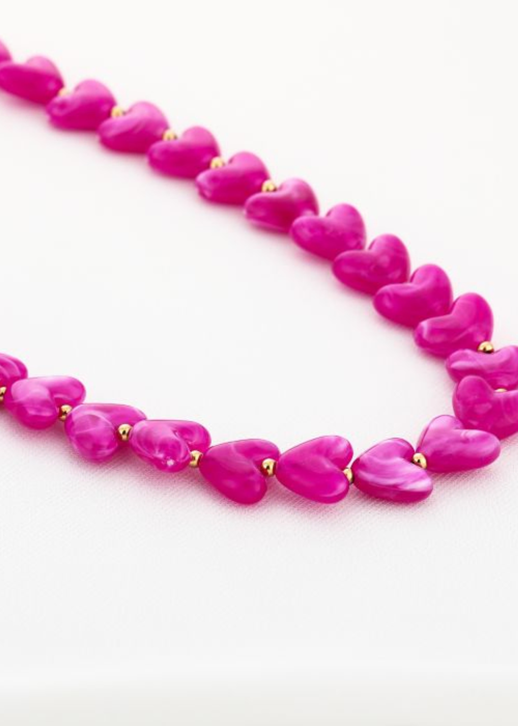 Statement ketting heart Fuchsia