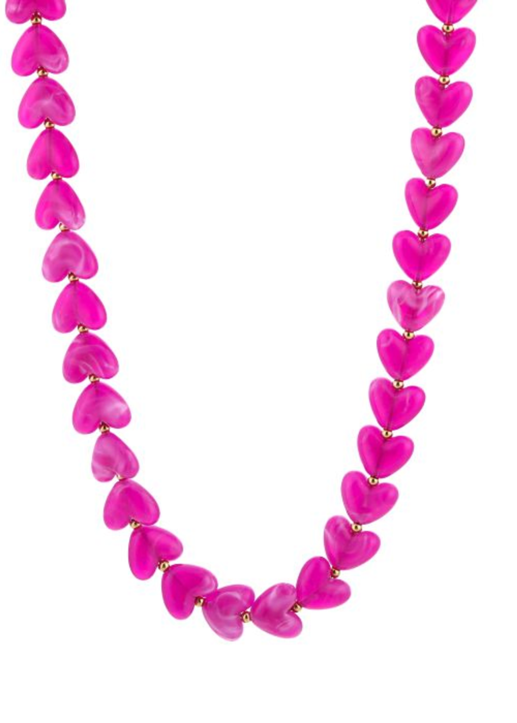 Statement ketting heart Fuchsia