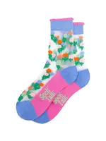 Sock Talk Floral Posy doorschijnende sokken van gekamd katoen in blauw