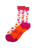 Sock Talk Love Hearts doorschijnende sokken van gekamd katoen in oranje/roze