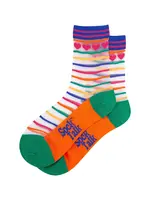 Sock Talk Hearts Rainbow Stripes doorschijnende sokken van gekamd katoen
