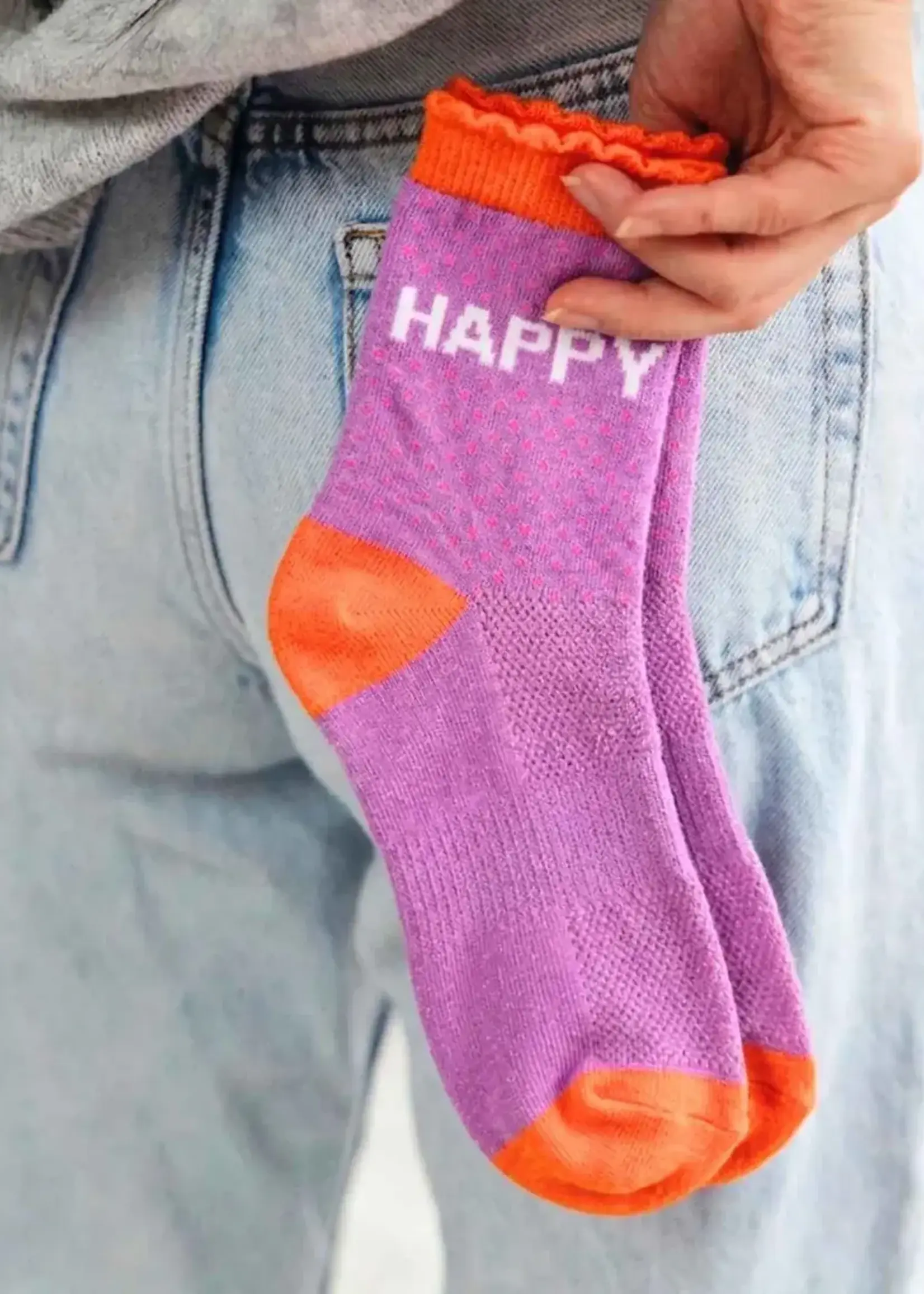Sock Talk Happy Spotted gekamde katoenen glittersokken in lila.