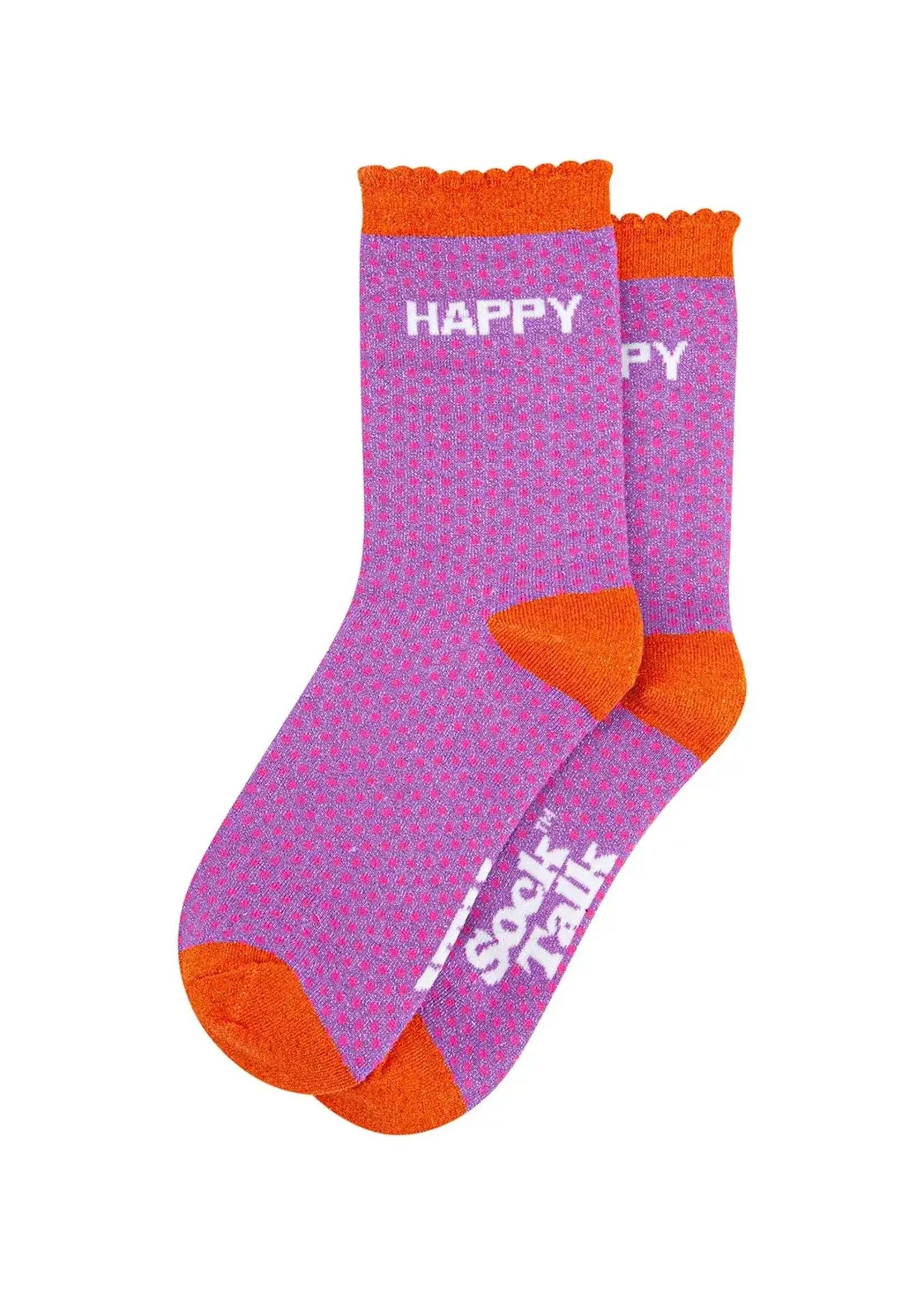Sock Talk Happy Spotted gekamde katoenen glittersokken in lila.