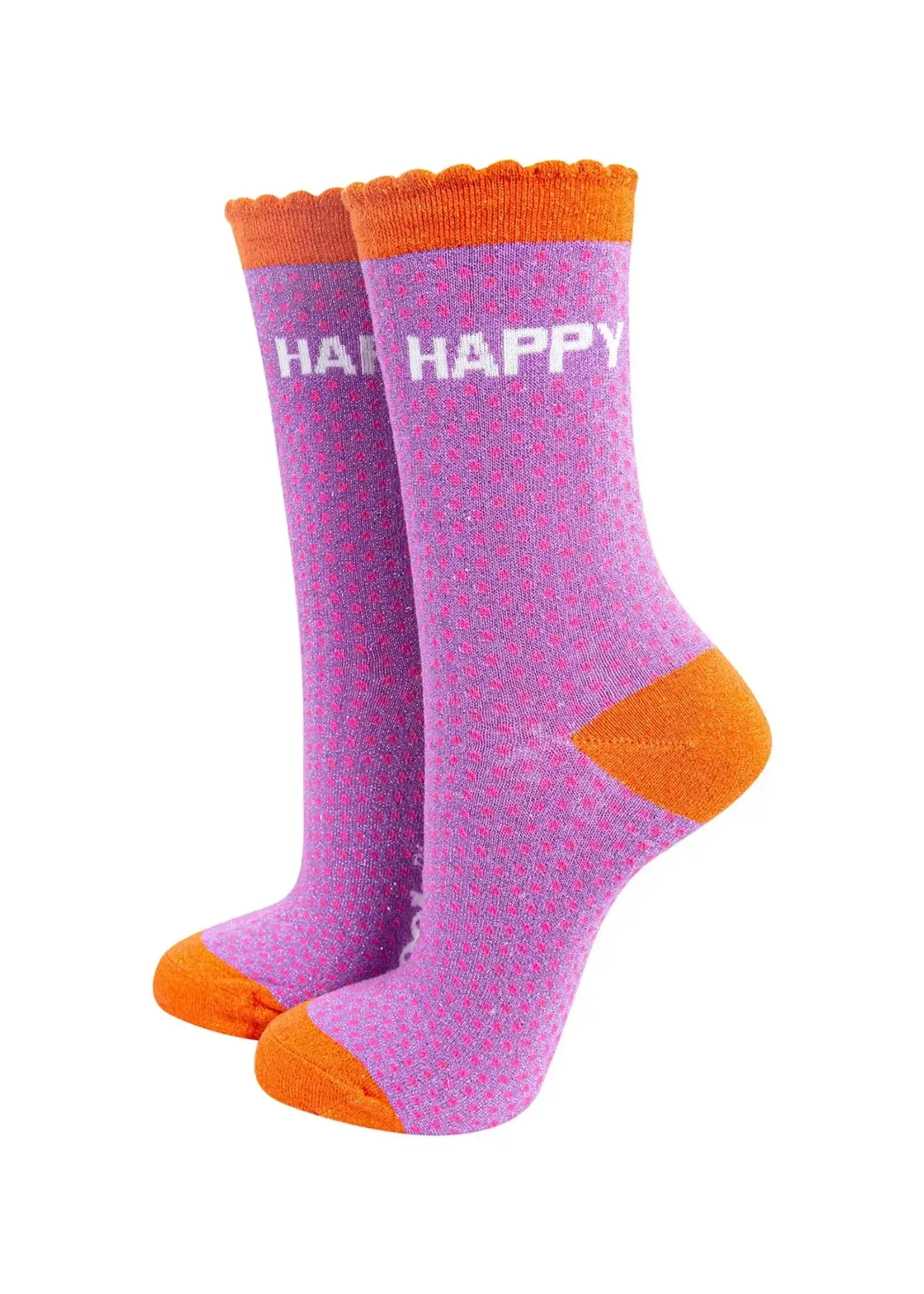 Sock Talk Happy Spotted gekamde katoenen glittersokken in lila.