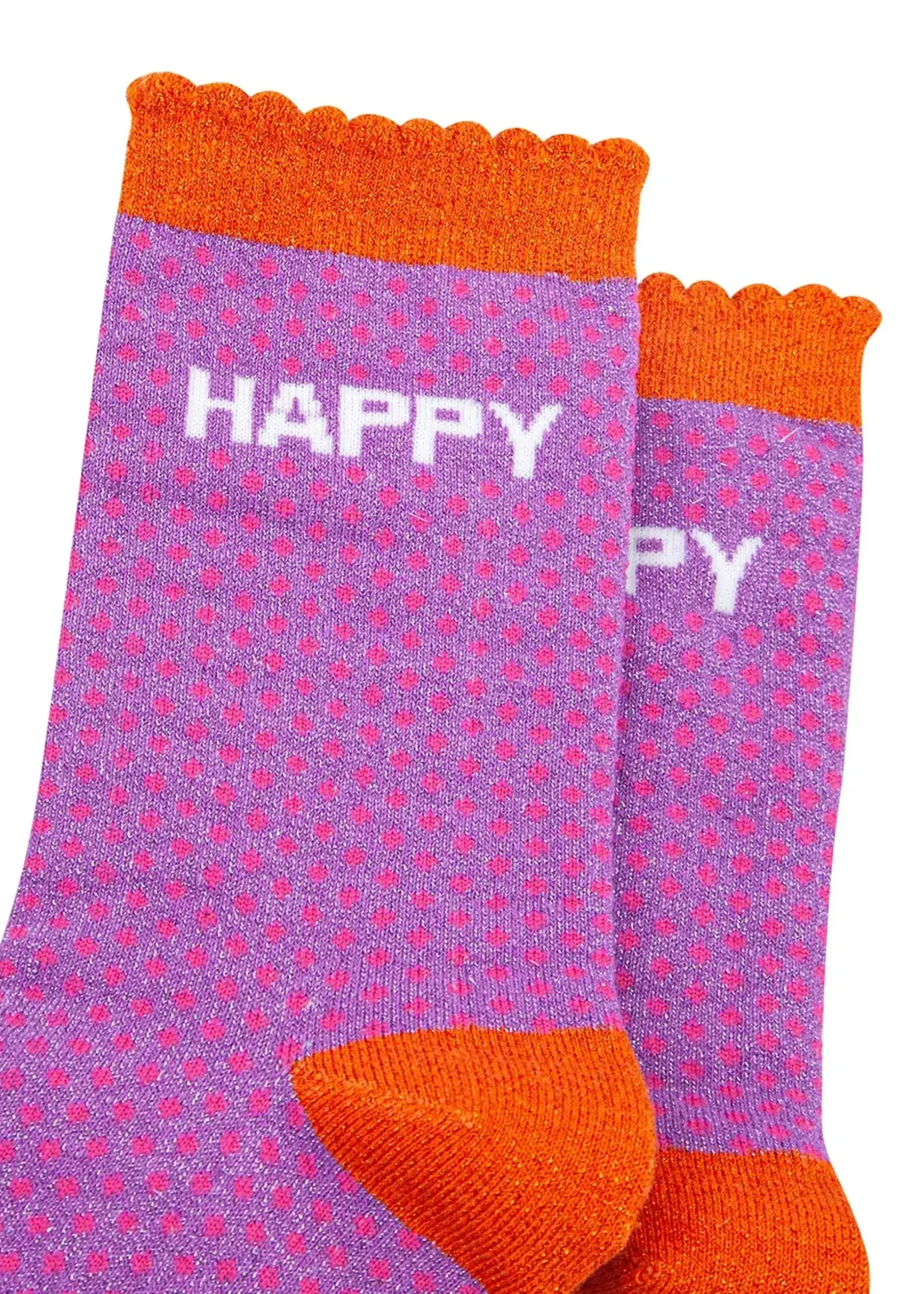 Sock Talk Happy Spotted gekamde katoenen glittersokken in lila.