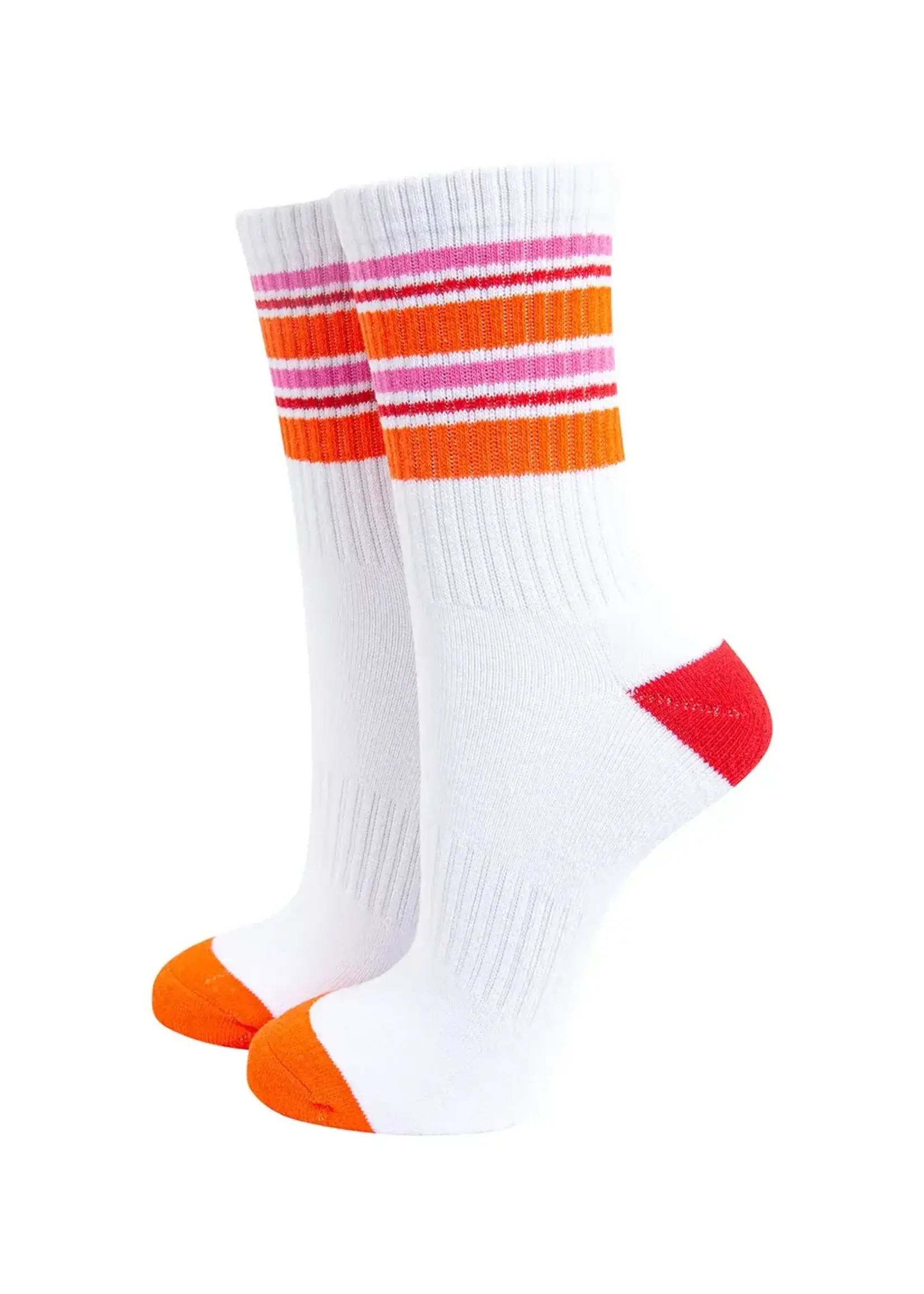 Sock Talk Gestreepte sportsokken van biologisch katoen in oranje