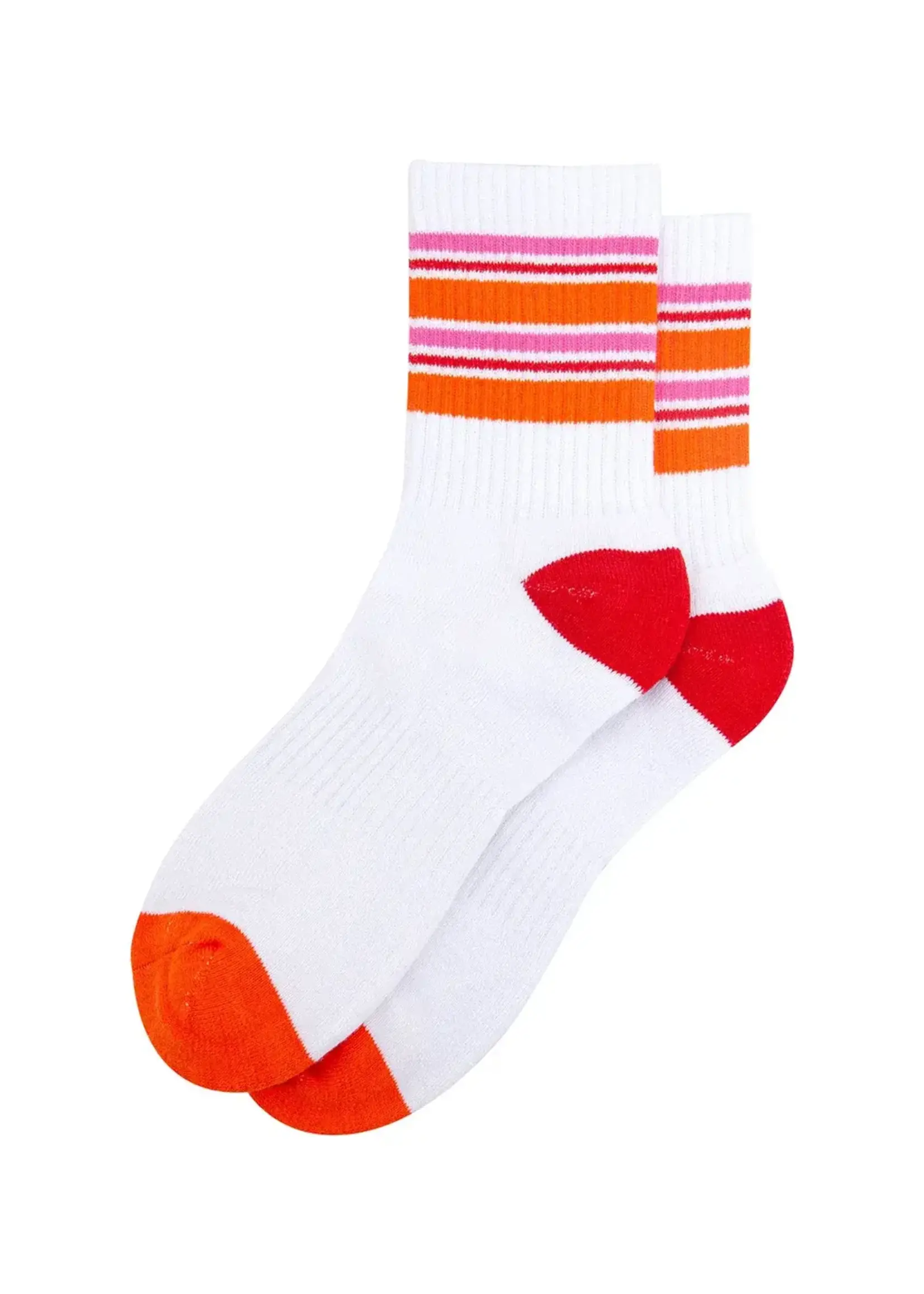 Sock Talk Gestreepte sportsokken van biologisch katoen in oranje