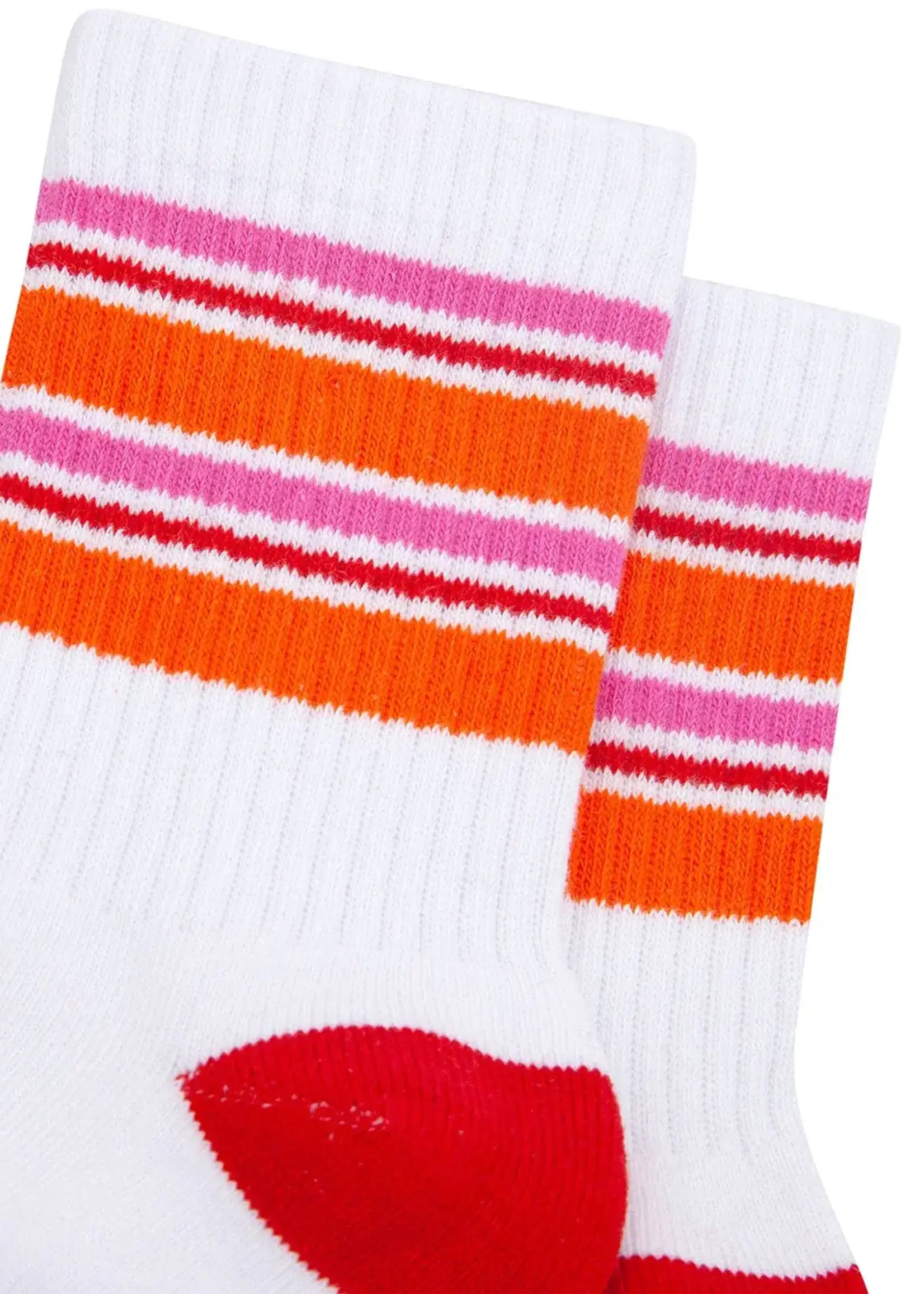 Sock Talk Gestreepte sportsokken van biologisch katoen in oranje