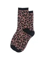 Sock Talk Katoenen sokken met luipaardprint en glitter in chocoladebruin
