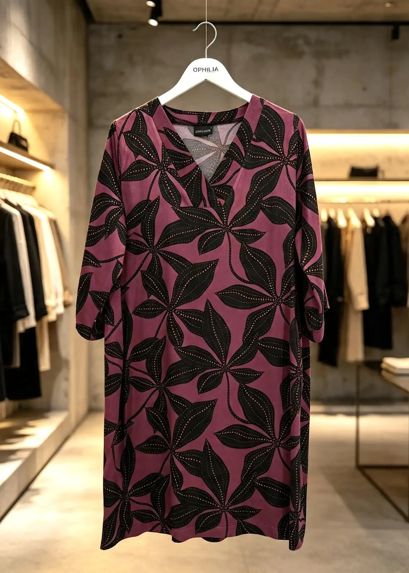 Ophilia Bridget satin dessin magic flower plum