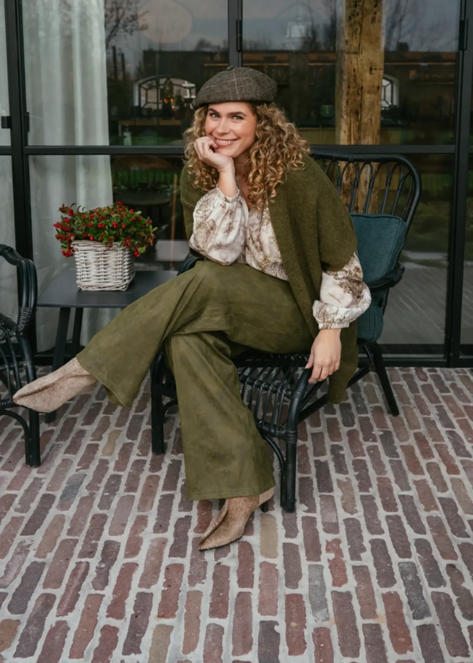Exxcellent Myra Knit Cardigan Dark Olive