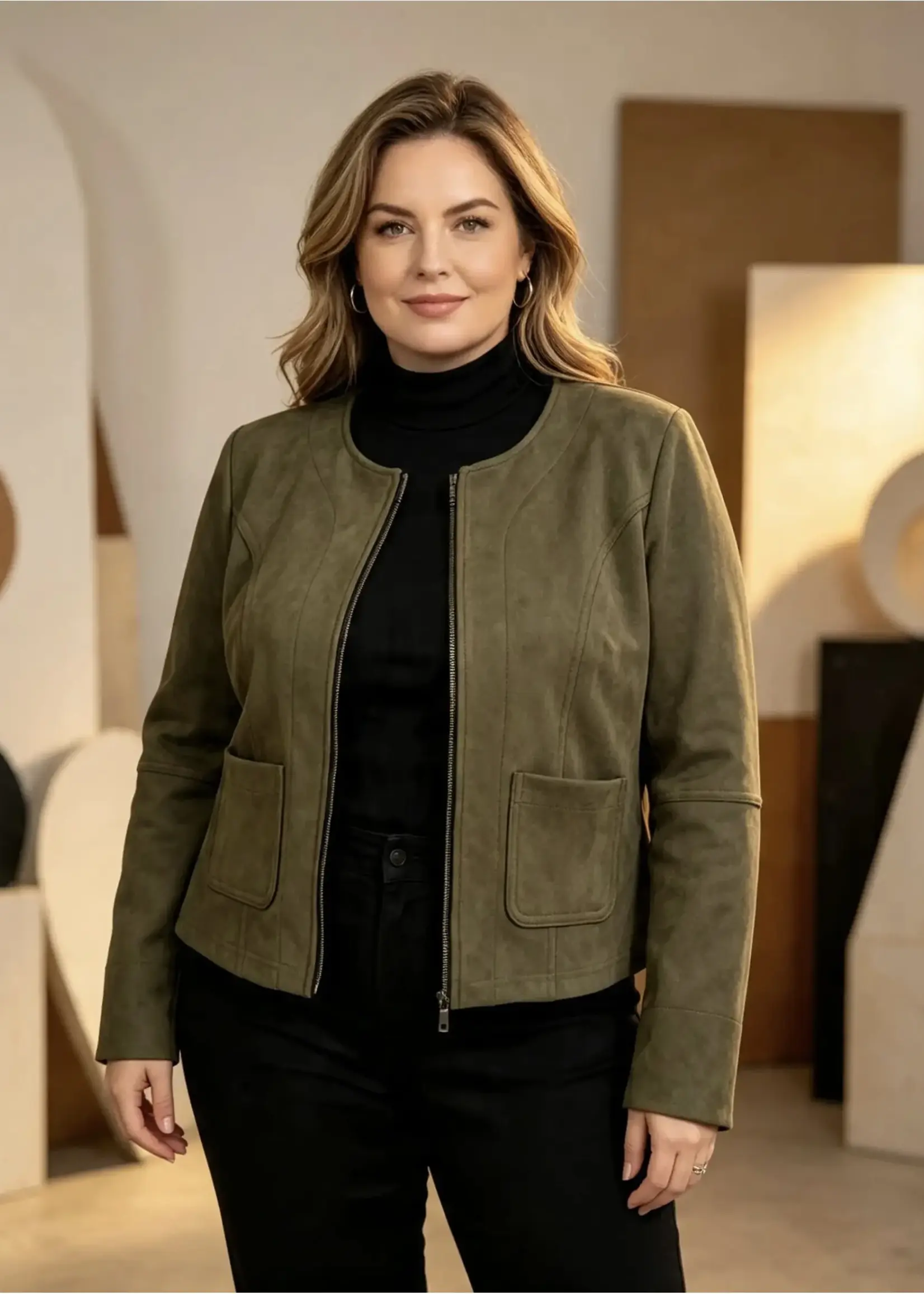Ophilia Lara scuba suede olive