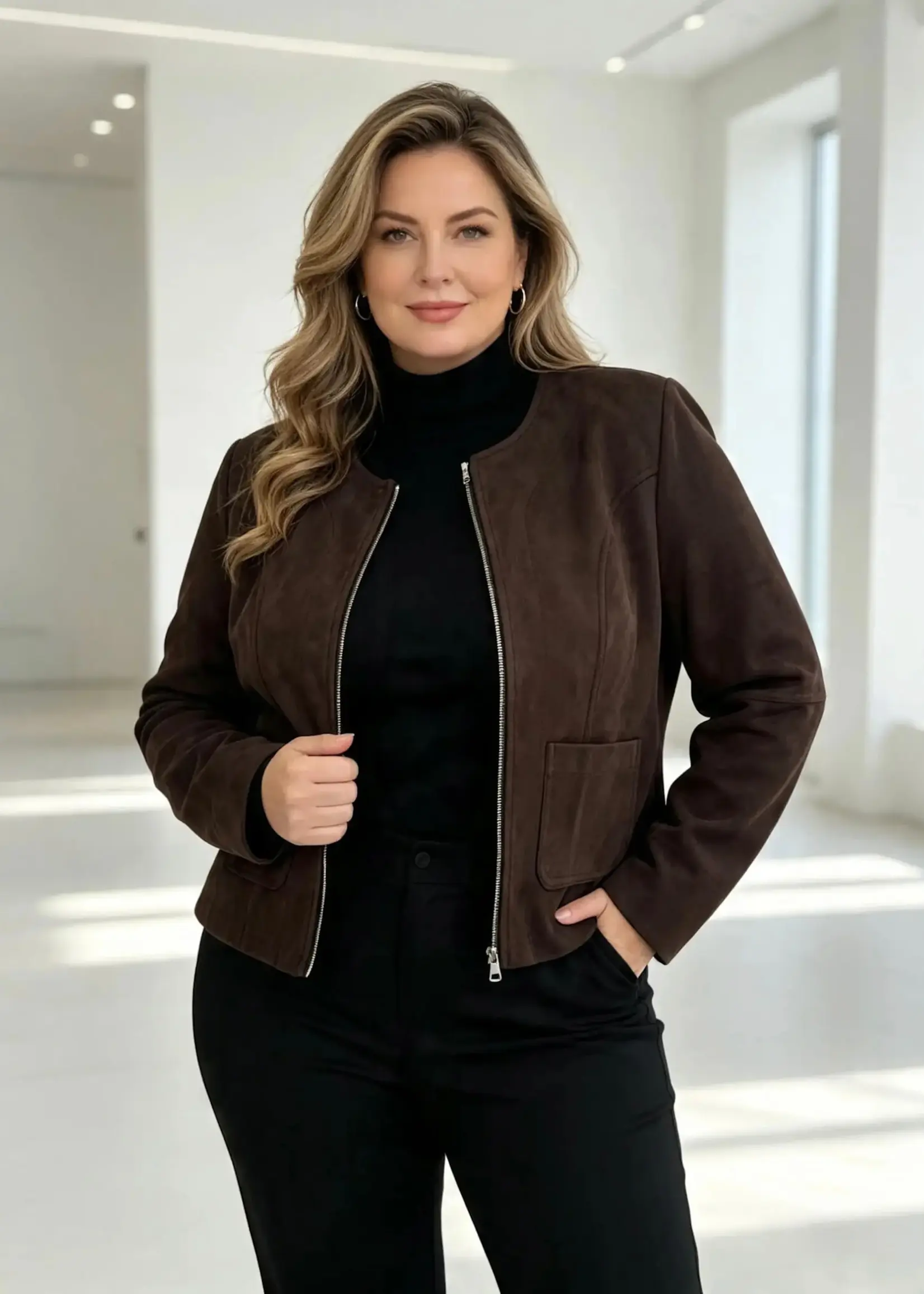 Ophilia Lara scuba suede choco