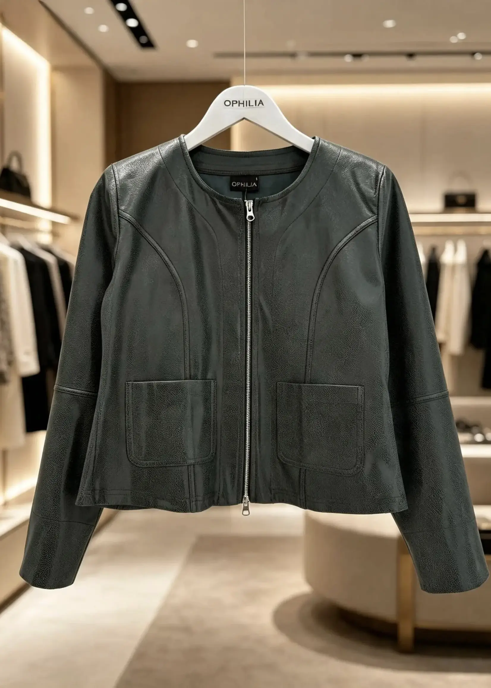 Ophilia Lara fake leather bottle green