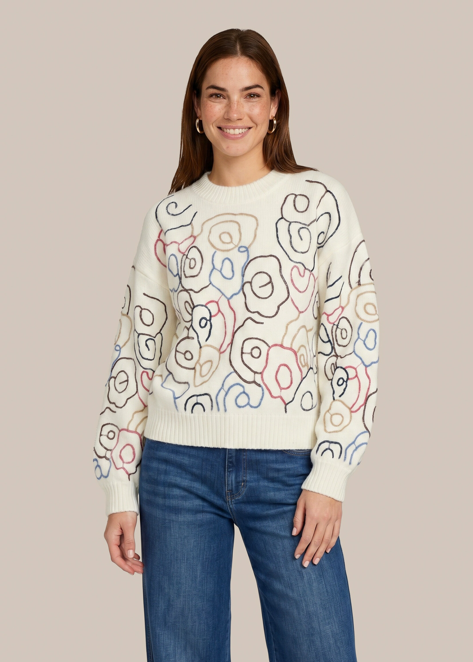 C&S The Label Wings Knit Pullover Wool White/Color Mix