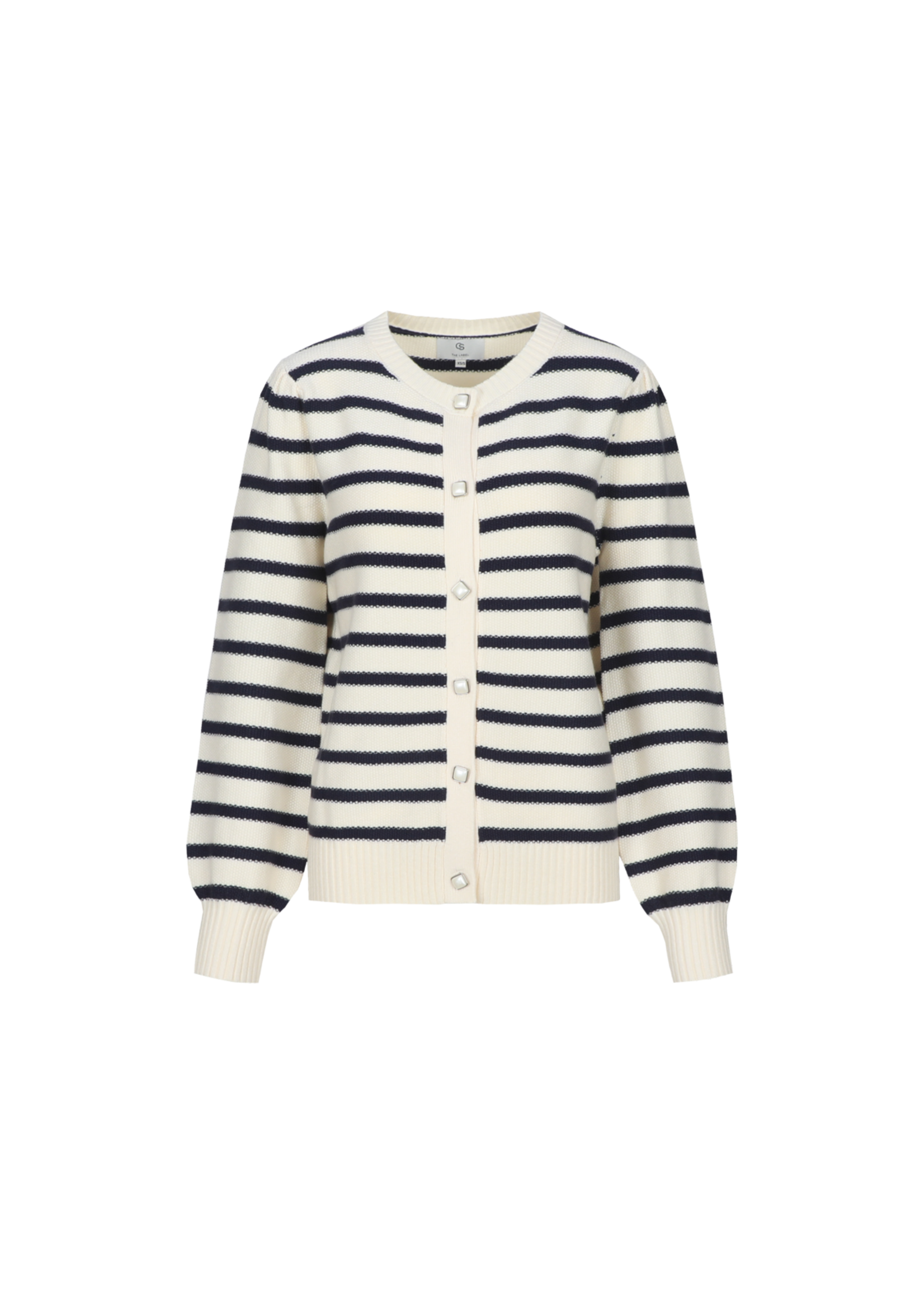 C&S The Label Aimy Knit Cardigan Wool White/Eclipse