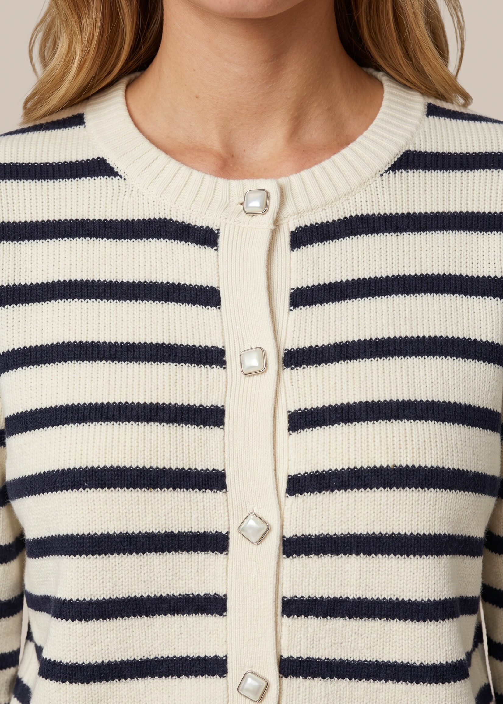 C&S The Label Aimy Knit Cardigan Wool White/Eclipse