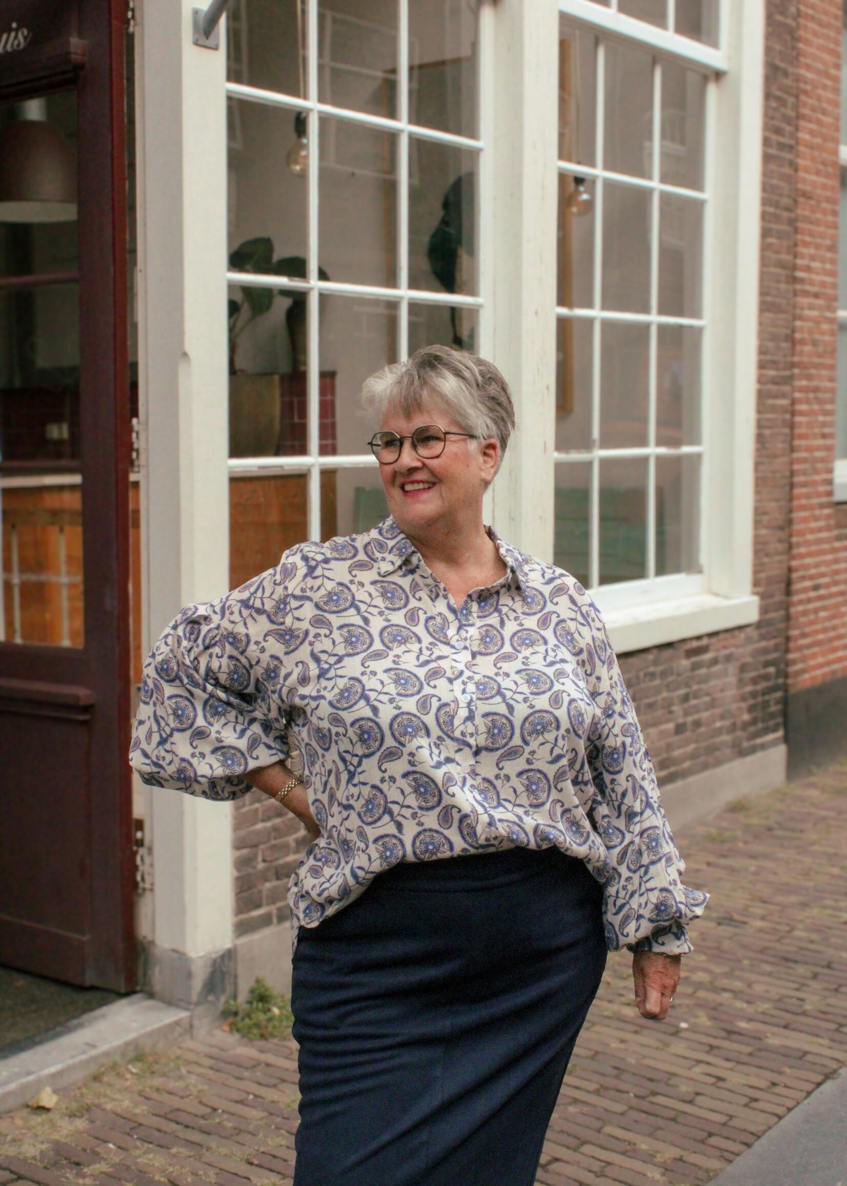 Exxcellent Althea Blouse Sand/King Blue