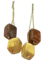 Cubes Oorbellen met 2 mini Cubes in Aurum en Tiger