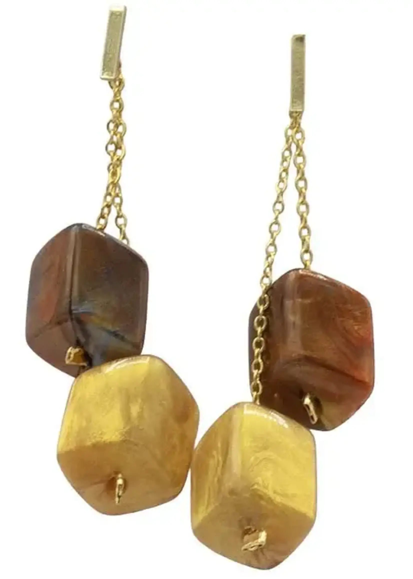 Cubes Oorbellen met 2 mini Cubes in Aurum en Tiger