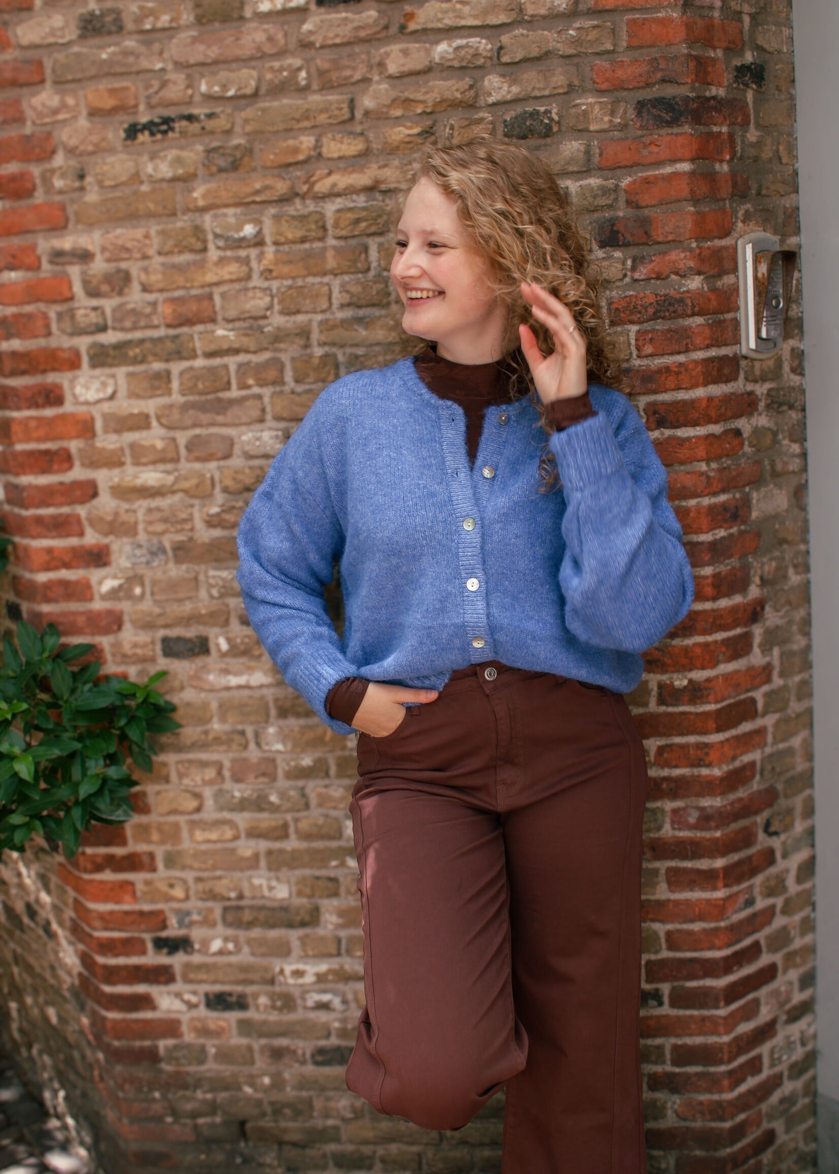 Maddie vestje gebreid Jeans