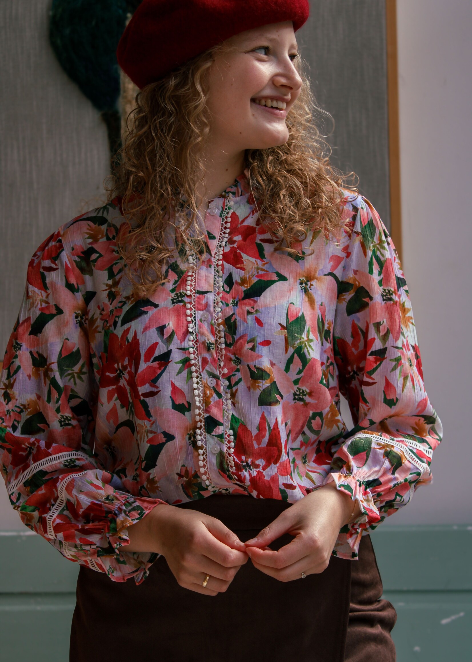 Blouse Floral Rouge
