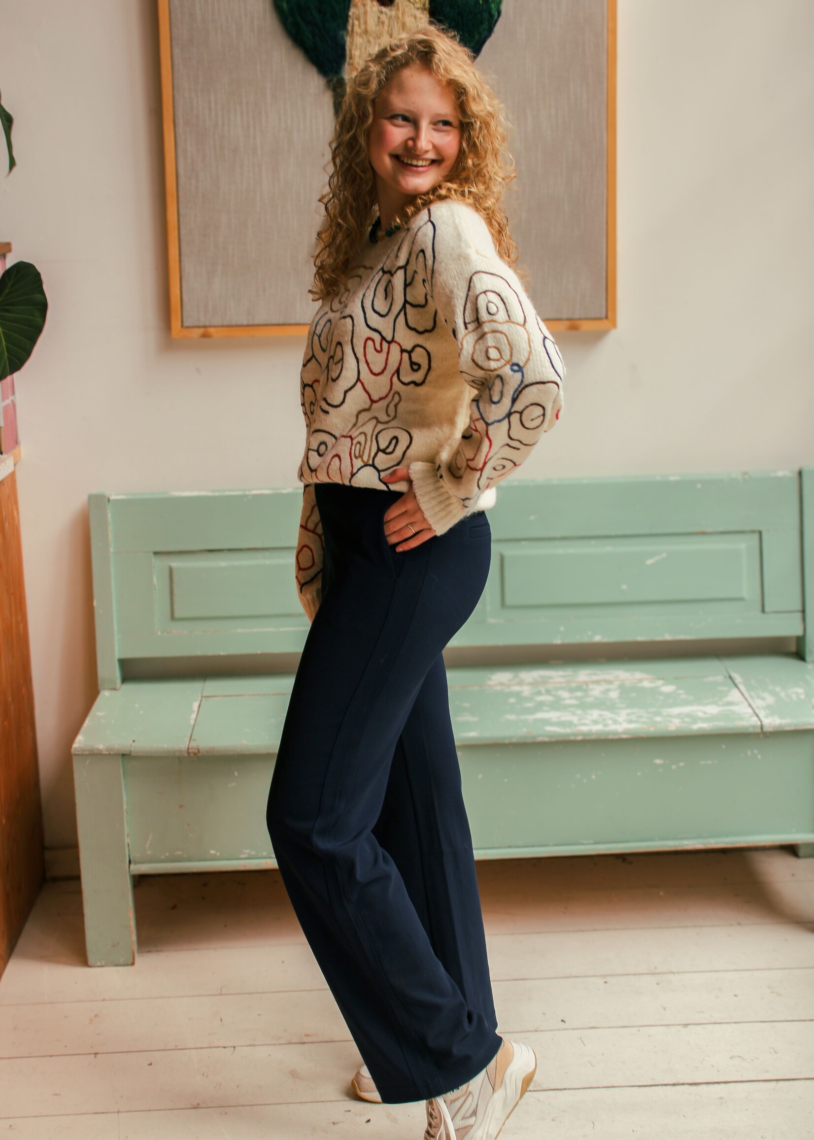 C&S The Label Wings Knit Pullover Wool White/Color Mix