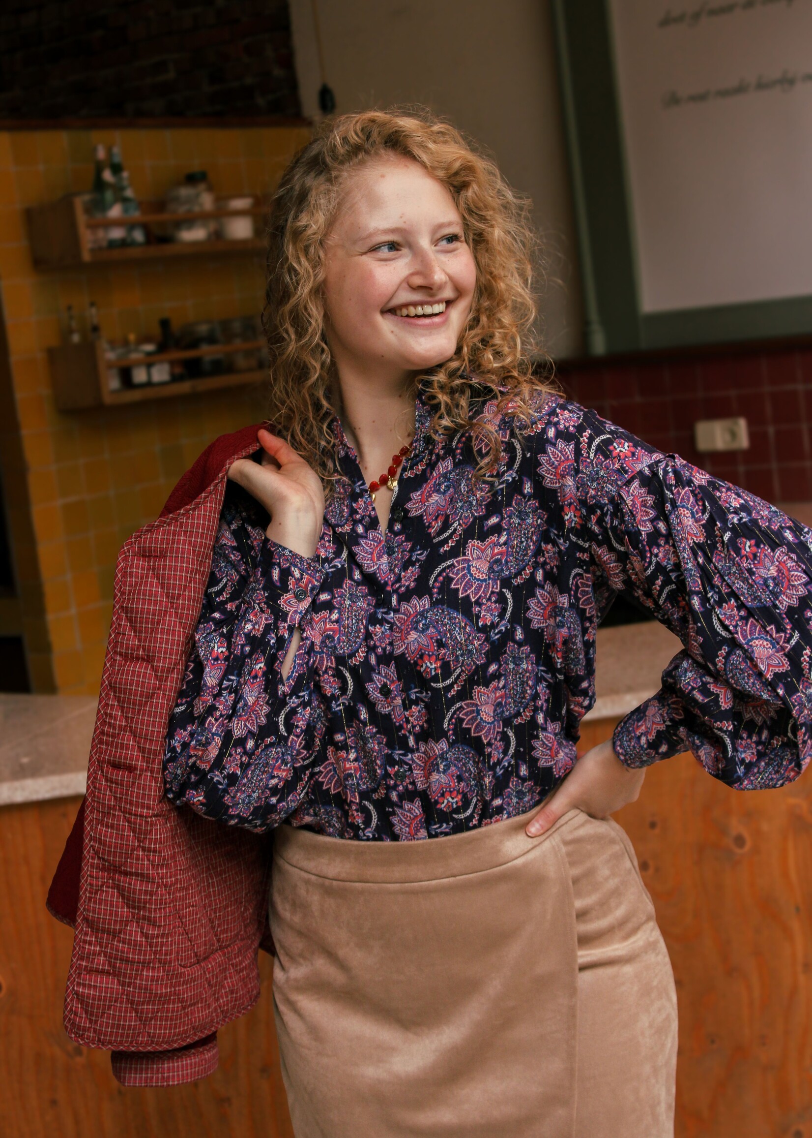 C&S The Label Lovely Blouse Eclipse/Cranberry