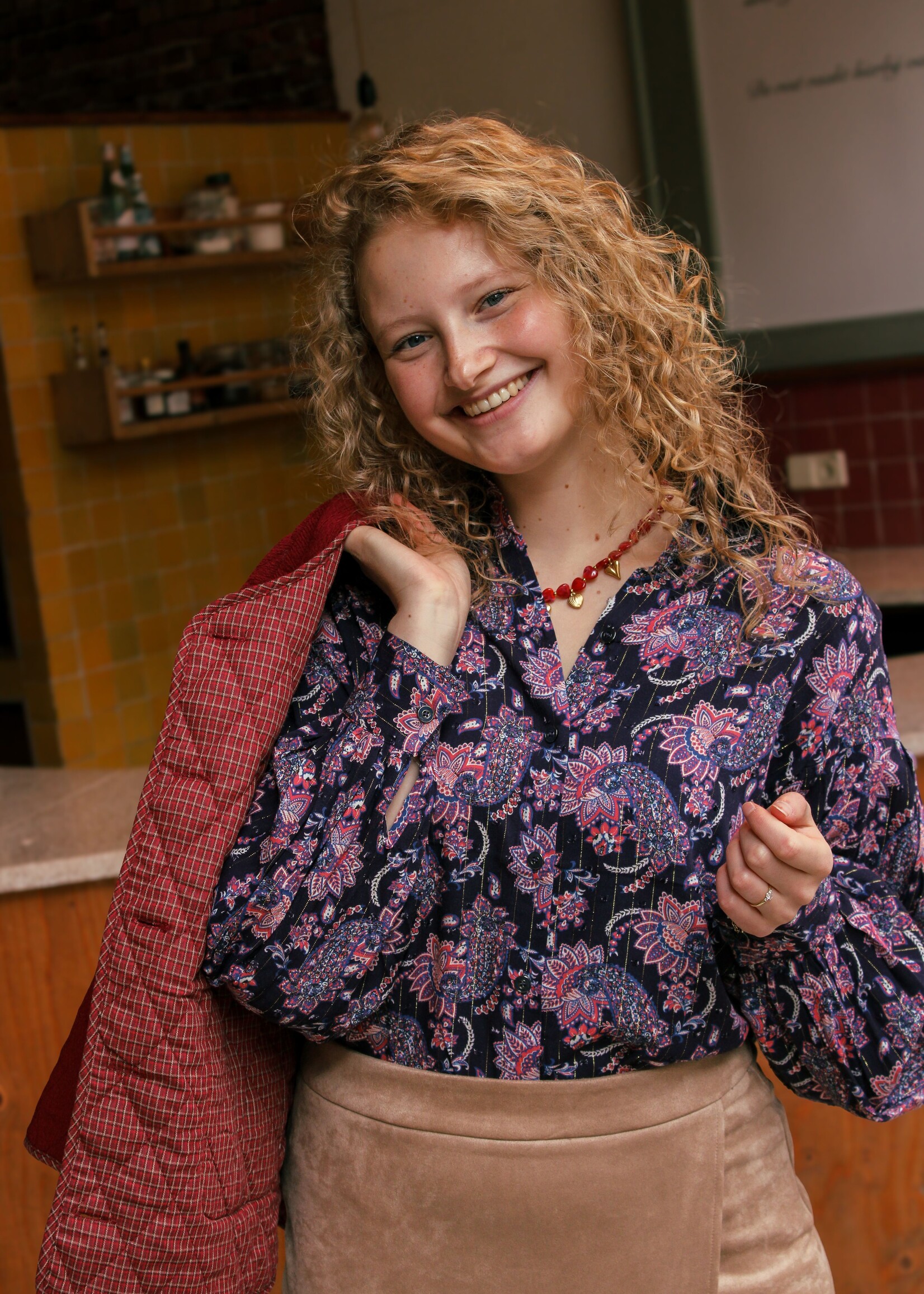 C&S The Label Lovely Blouse Eclipse/Cranberry