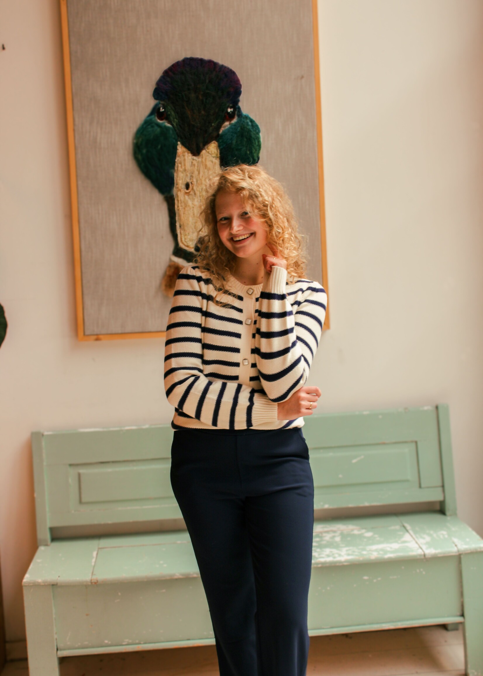 C&S The Label Aimy Knit Cardigan Wool White/Eclipse